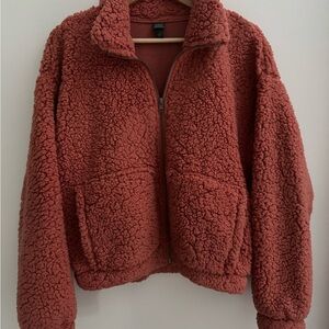 Wild Fable Cozy Sherpa Zip Up Jacket - Dusty Rose